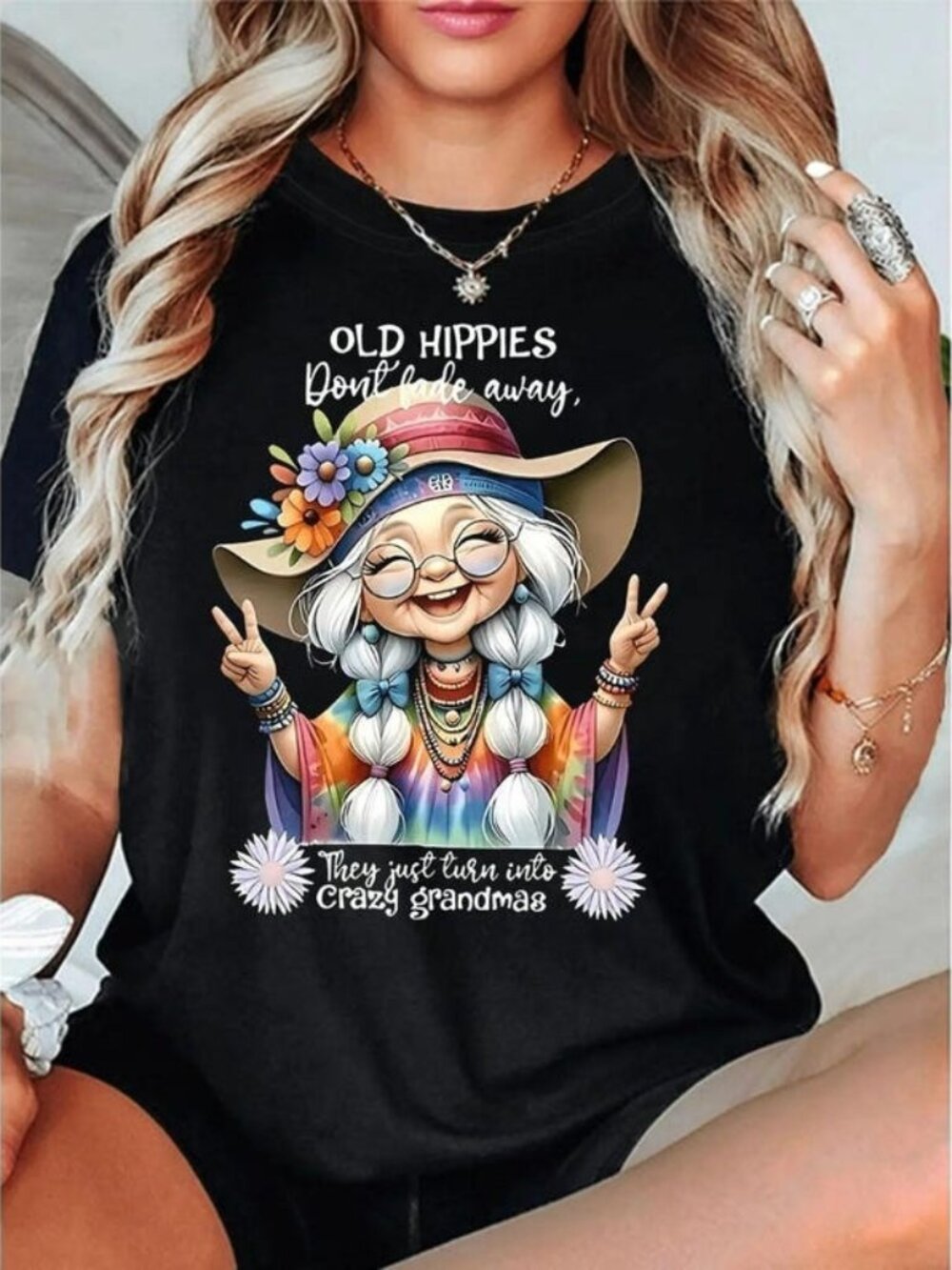 Old Hippies Crazy Grandmas T-shirt, Funny Sarcastic Tee